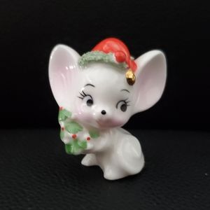 Vintage Miniature Bone China Christmas Mouse